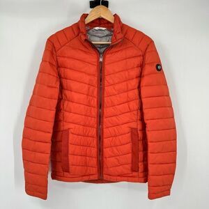 Tom Tailor Puffer Jacket Quilted Zip Up Packable Long Sleeve Orange Mens Medium